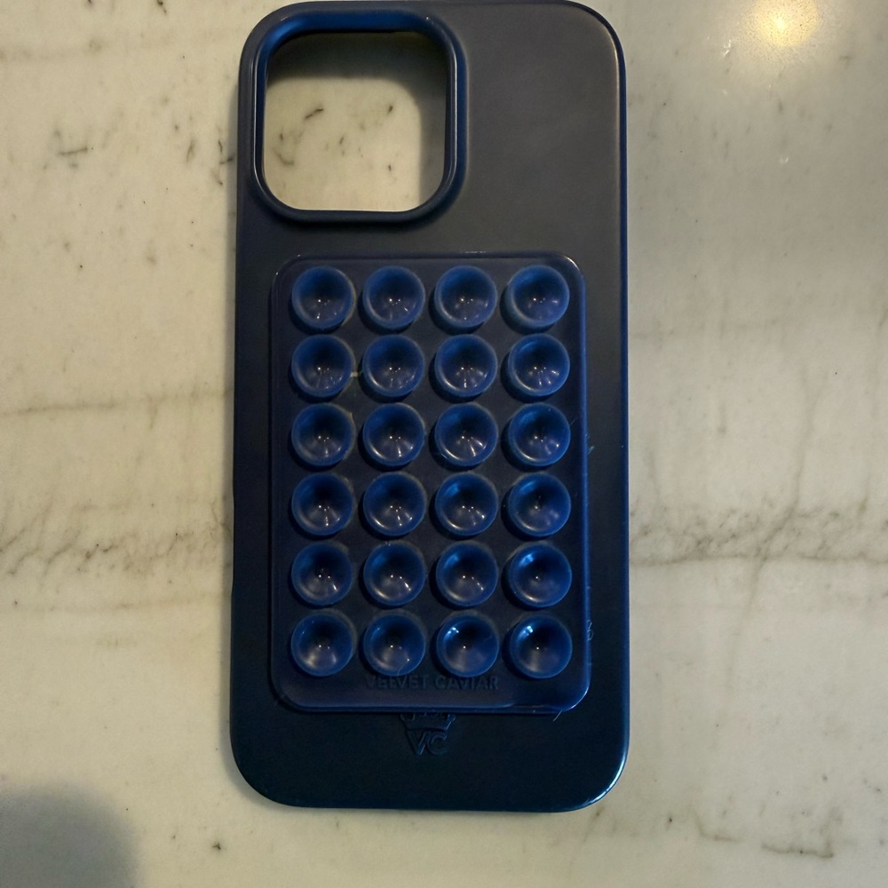 Navy Blue Silicone Bubble Grip Phone Case - velvet caviar iPhone 16 pro max